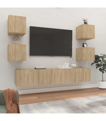 vidaXL 6 Piece TV Cabinet Set Sonoma Oak Engineered Wood