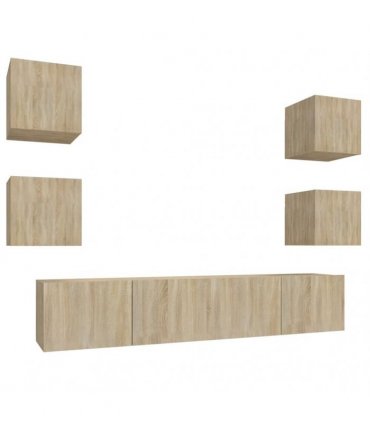 vidaXL 6 Piece TV Cabinet Set Sonoma Oak Engineered Wood