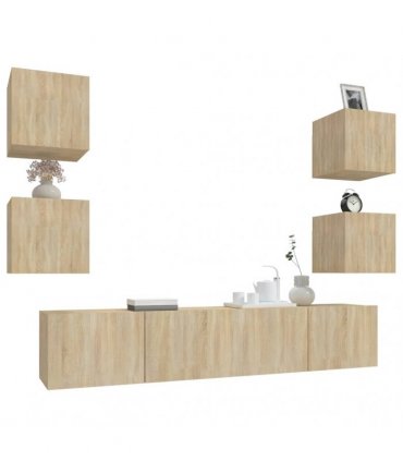 vidaXL 6 Piece TV Cabinet Set Sonoma Oak Engineered Wood