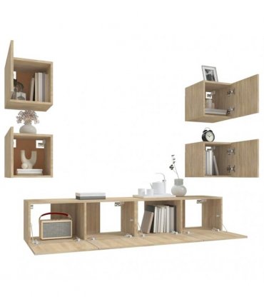 vidaXL 6 Piece TV Cabinet Set Sonoma Oak Engineered Wood