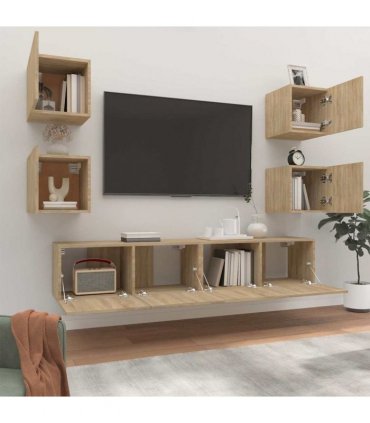 vidaXL 6 Piece TV Cabinet Set Sonoma Oak Engineered Wood