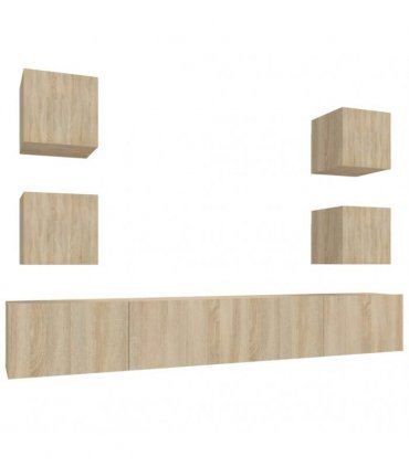 vidaXL 6 Piece TV Cabinet Set Sonoma Oak Engineered Wood