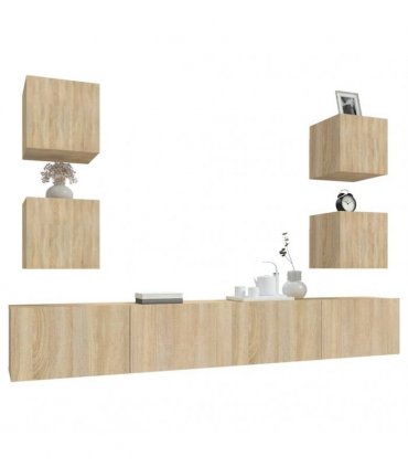 vidaXL 6 Piece TV Cabinet Set Sonoma Oak Engineered Wood