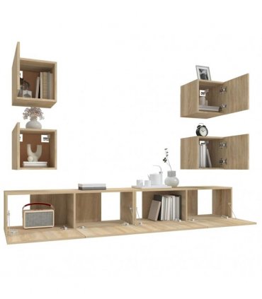 vidaXL 6 Piece TV Cabinet Set Sonoma Oak Engineered Wood