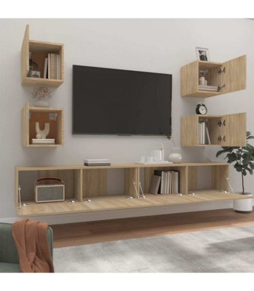 vidaXL 6 Piece TV Cabinet Set Sonoma Oak Engineered Wood