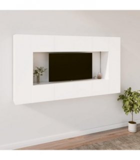 vidaXL 8 Piece TV Cabinet Set White Engineered Wood