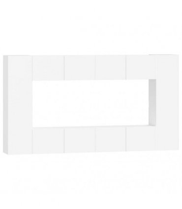 vidaXL 8 Piece TV Cabinet Set White Engineered Wood