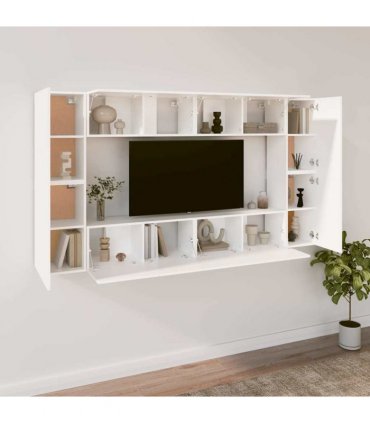 vidaXL 8 Piece TV Cabinet Set White Engineered Wood
