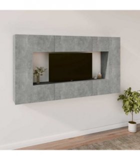 vidaXL 8 Piece TV Cabinet Set Concrete Grey Engineered Wood