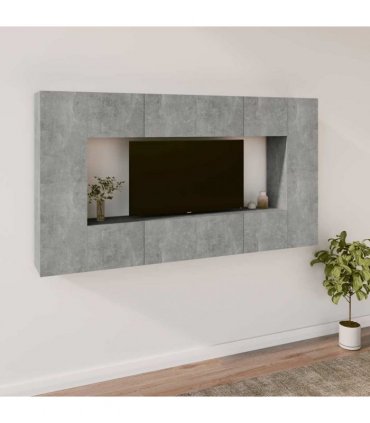 vidaXL 8 Piece TV Cabinet Set Concrete Grey Engineered Wood