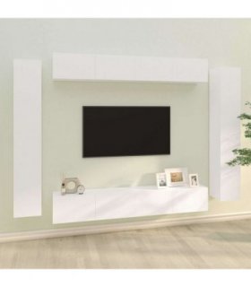 vidaXL 8 Piece TV Cabinet Set White Engineered Wood