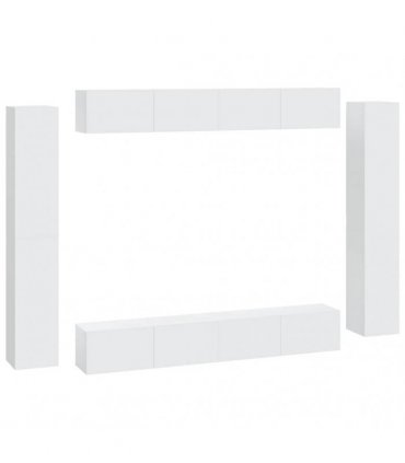 vidaXL 8 Piece TV Cabinet Set White Engineered Wood