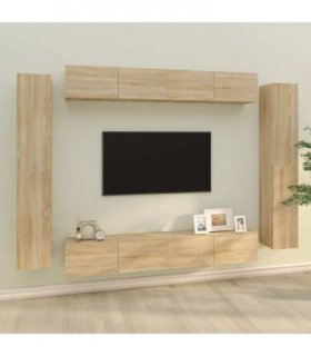 vidaXL 8 Piece TV Cabinet Set Sonoma Oak Engineered Wood