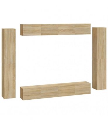 vidaXL 8 Piece TV Cabinet Set Sonoma Oak Engineered Wood
