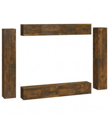 vidaXL 8 Piece TV Cabinet Set Smoked Oak Engineered Wood