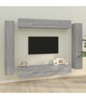 vidaXL 8 Piece TV Cabinet Set Grey Sonoma Engineered Wood