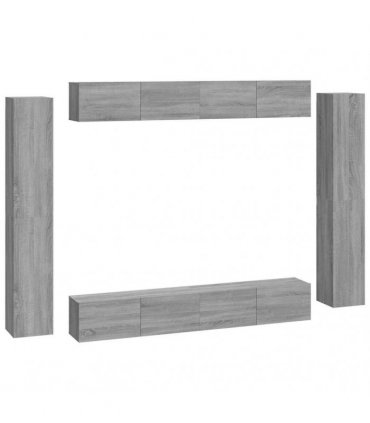 vidaXL 8 Piece TV Cabinet Set Grey Sonoma Engineered Wood