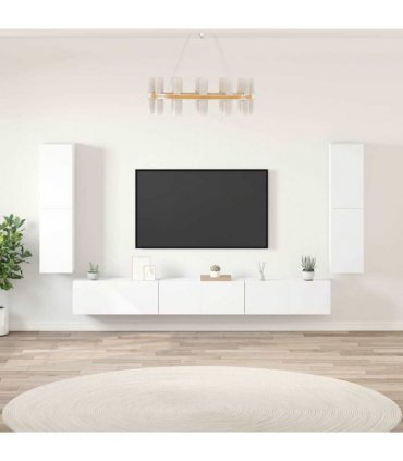 vidaXL 7 Piece TV Cabinet Set White Engineered Wood