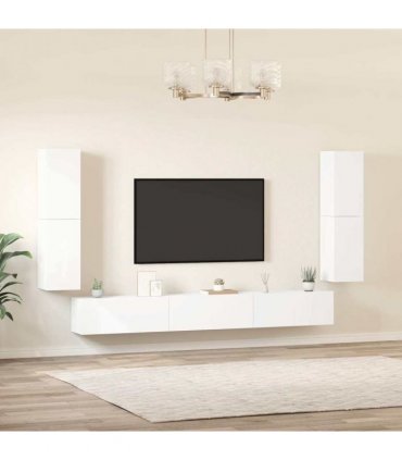 vidaXL 7 Piece TV Cabinet Set White Engineered Wood