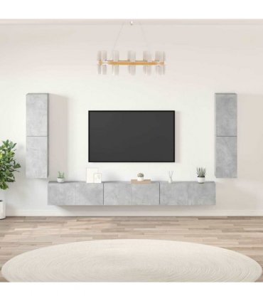vidaXL 7 Piece TV Cabinet Set Concrete Grey Engineered Wood