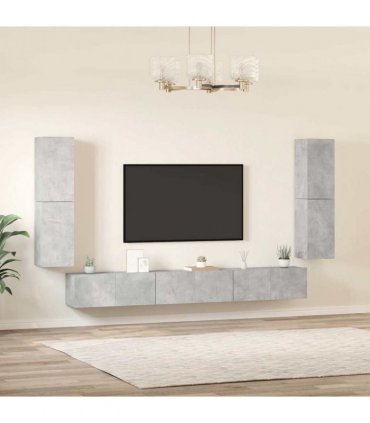 vidaXL 7 Piece TV Cabinet Set Concrete Grey Engineered Wood