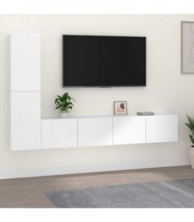 vidaXL 4 Piece TV Cabinet Set White Engineered Wood