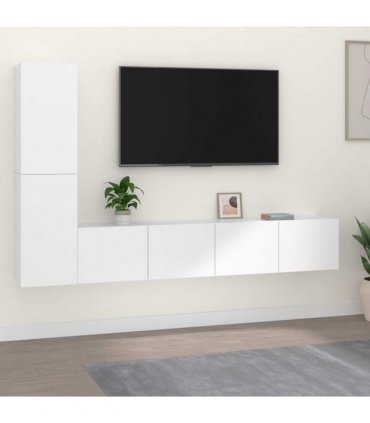 vidaXL 4 Piece TV Cabinet Set White Engineered Wood