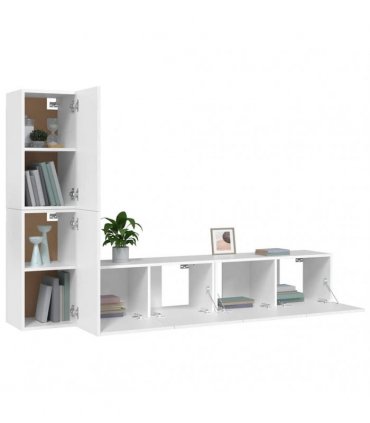 vidaXL 4 Piece TV Cabinet Set White Engineered Wood