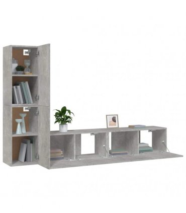vidaXL 4 Piece TV Cabinet Set Concrete Grey Engineered Wood