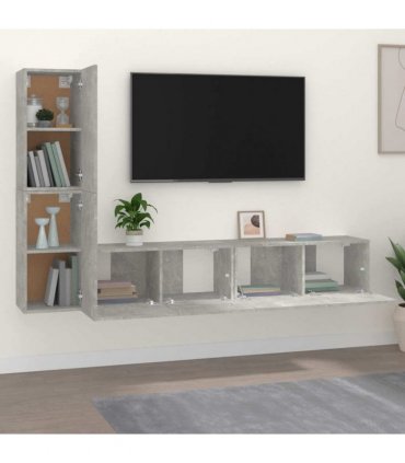 vidaXL 4 Piece TV Cabinet Set Concrete Grey Engineered Wood