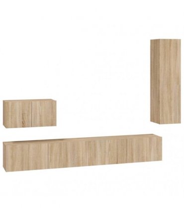 vidaXL 4 Piece TV Cabinet Set Sonoma Oak Engineered Wood