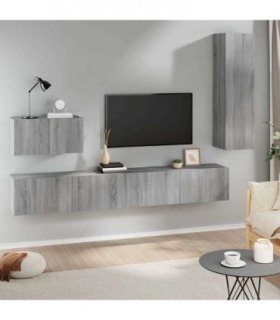 vidaXL 4 Piece TV Cabinet Set Grey Sonoma Engineered Wood