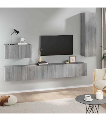 vidaXL 4 Piece TV Cabinet Set Grey Sonoma Engineered Wood