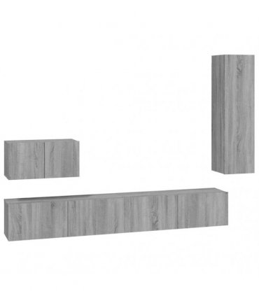 vidaXL 4 Piece TV Cabinet Set Grey Sonoma Engineered Wood