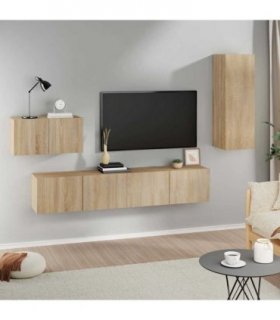 vidaXL 4 Piece TV Cabinet Set Sonoma Oak Engineered Wood