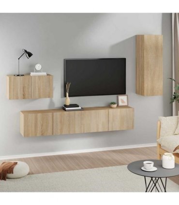 vidaXL 4 Piece TV Cabinet Set Sonoma Oak Engineered Wood