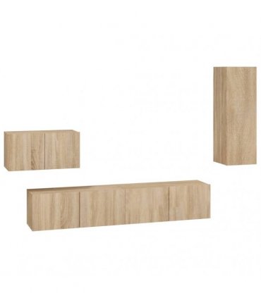 vidaXL 4 Piece TV Cabinet Set Sonoma Oak Engineered Wood