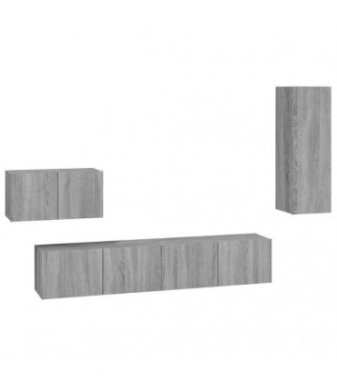 vidaXL 4 Piece TV Cabinet Set Grey Sonoma Engineered Wood