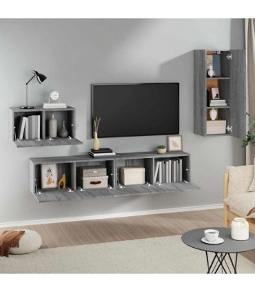 vidaXL 4 Piece TV Cabinet Set Grey Sonoma Engineered Wood