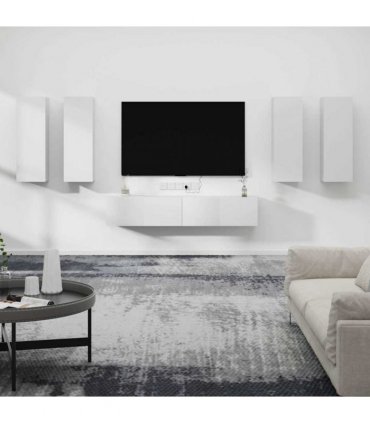 vidaXL 6 Piece TV Cabinet Set White Engineered Wood