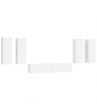 vidaXL 6 Piece TV Cabinet Set White Engineered Wood