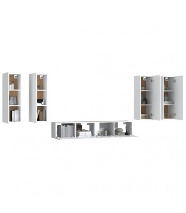 vidaXL 6 Piece TV Cabinet Set White Engineered Wood