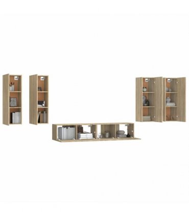 vidaXL 6 Piece TV Cabinet Set Sonoma Oak Engineered Wood