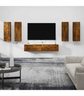 vidaXL 6 Piece TV Cabinet Set Smoked Oak Engineered Wood