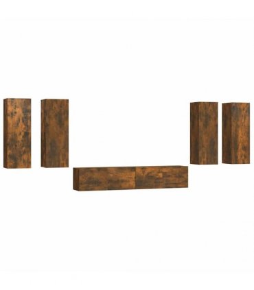 vidaXL 6 Piece TV Cabinet Set Smoked Oak Engineered Wood