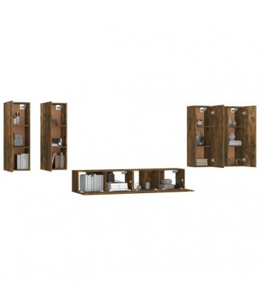 vidaXL 6 Piece TV Cabinet Set Smoked Oak Engineered Wood