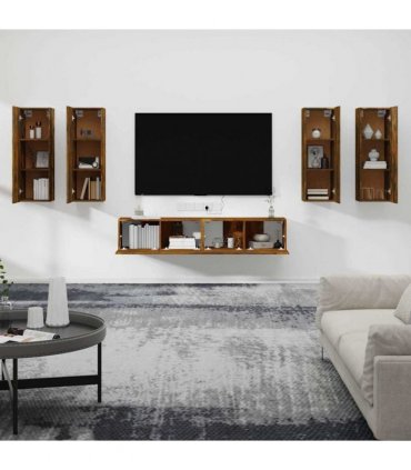 vidaXL 6 Piece TV Cabinet Set Smoked Oak Engineered Wood