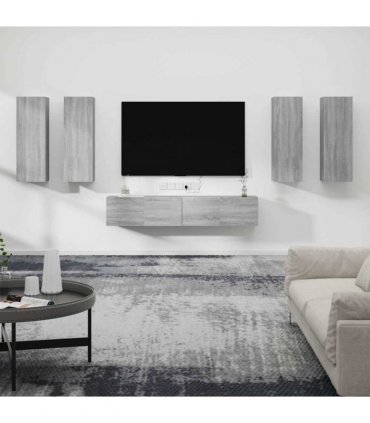 vidaXL 6 Piece TV Cabinet Set Grey Sonoma Engineered Wood