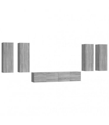 vidaXL 6 Piece TV Cabinet Set Grey Sonoma Engineered Wood