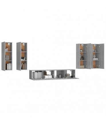 vidaXL 6 Piece TV Cabinet Set Grey Sonoma Engineered Wood